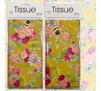 Tissue Floral bee | 2 Packs, Each with 4 Sheets Premium Quality Printed Tissue | in Biodegradable Packaging and Acid Free | Designed in The UK | 8 Sheets in Total 50x70cm