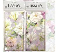 Tissue Floral botanique | 2 Packs, Each with 4 Sheets Premium Quality Printed Tissue | in Biodegradable Packaging and Acid Free | Designed in The UK | 8 Sheets in Total 50x70cm