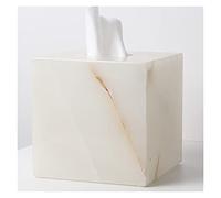 Tissue Holder Box - Marble Cube Square Design for Vanity Countertops, Removable Bottom for Bathroom and Bedroom Dressers