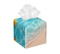 Tissue Holder Starfish On The Sand Beach Square Tissue Organizer Decorative Modern Storage Organizer, For Dresser, Home, Living Room, 13.2x13.2cm