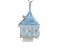 Tissue Organizer Bag with Bear Print Wall Storage, Blue | Canvas Wall Bear Holder with Bottom Dispensing Access for Bedroom Dorm Storage Corners Decor Easy Pull Opening