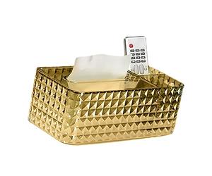 Tissue Storage Box Rhombus Texture Side Partition Towel Napkin Container Case Transparent Gold Ase Transparent Gold Tissue Box Holder with StorageRectangular Cover (Amber Gold)