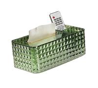 Tissue Storage Box Transparent Partition Towel Napkin Container Case Rectangle Dispenser Tissue Box Cover for Bathroom, Kitchen and Office Room(Dark Green)