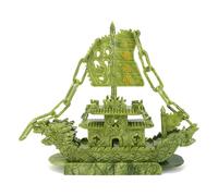 TISTIK Dragon Head Sailboat Statue Feng Shui Dragon Sailing Ship Sculpture Jade Ornaments for Success and Fortune Wealth Prosperity Decorative Home and Office Decor