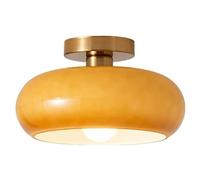 TISTIK Semi-Flush Mount Ceiling Light Mid Century Nordic Close to Ceiling Lamp w/Half Round Glass Shade E27 Farmhouse Lighting for Kitchen Bedroom Hallway Porch