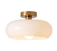 TISTIK Semi-Flush Mount Ceiling Light Mid Century Nordic Close to Ceiling Lamp w/Half Round Glass Shade E27 Farmhouse Lighting for Kitchen Bedroom Hallway Porch