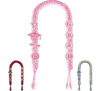 TISTON Graduation Leis 2025, Money Lei with Glitter Pins, Handmade Quadruple Braided Ribbon Leis for Graduation 2025, Graduation Gifts for Her Him Congrats Grad Class of 2025 (Pink), Regular, Ribbon