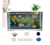 Tisujune Aquarium Tank - Small Aquarium,Aquatic Set with Accessories Room Desktop Decor for Shrimp Guppy Jellyfish Beginners Adults