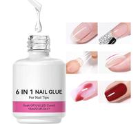 Tisujune Building Gel for Nails - Rhinestone Glue,6-in-1 Rhinestone Glue Primer Adhesive Gel for Molding Extend for Women Girls Beginners