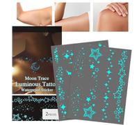 Tisujune Glow in The Dark Stickers - Waterproof Body Glitter Temporary Makeup - Gentle Cosmetic Patches Long Lasting Design for Women Arms Shoulders Ankles Parties Stage Performance