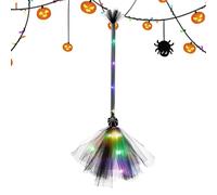 Tisujune Halloween Witch Broom | LED Light up Witches Broom Room Decor,Cosplay Accessories Halloween Decorations for Party Kids Role Play Masquerade Indoor Outdoor Yard Patio Garden