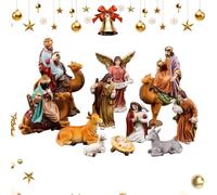 Tisujune Holy Family Figurine, Religious Decor Desktop Statue, Birth of Jesus Sculpture Ornament Resin for Christmas Collectors Fireplace Mantle Bookcase Window Sill Bedside Coffee Table Church Groups