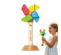Tisujune Kids Bubble Machine, Electric Toy with Music and Light, Fun Windmill Bubble Blowing Toy 3 Gears Adjustable for Toddler Outdoor Backyard Garden Beach Activities