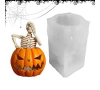 Tisujune Pumpkin Candle Mold, Skull Shaped Halloween Candle Molds, Spooky Handmade Resin Soap Maker Desktop Decor for Cupcake Candy Chocolate Fondant Cake Gummy