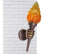 Tisujune Wall Mount Torch Lights,Retro Brass&Black Hand Torch Wall Light with Flame - Restaurant Cafe Bar Plug in/Mount Fitting Bracket Light Lamp Porch Aisle Stair Bedroom Sconce