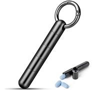 TISUR Keychain Pill Holder, Titanium Pill Case Small Pill Organizer Waterproof Pill Box, EDC Portable Pill Container Metal Tube for Travel Purse Outdoor