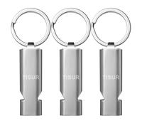 TISUR Loud Emergency Whistles,130db+ Lifeguard Safety Whistle Keychain for Surviva Camping Hiking dog whistle, Stainless (3-pack), S