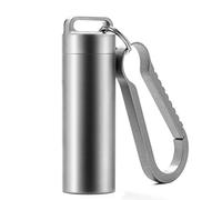 TISUR Portable Pill Cases, Metal Titanium Pill Holder Pocket Pill Box Keychain Waterproof Pill Bottle Medicine Organizer Case Container for Travel Purse Outdoor Camping