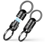 TISUR Quick Release Keychain,Aluminum Magnetic Key Holder Connector,Detachable Key Chains for Car Keys,Dual Security System, Al Black Connector+2pcs Sus Key Rings(2 Pack), S