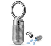 TISUR Titanium Keychain Pill Holder Small Metal Pill Case, Pill Organizer Portable Waterproof Pill Container, Travel Pill Bottle Box for Purse (Large-0.63inch)