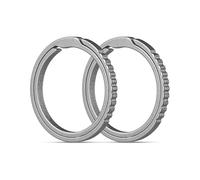 TISUR Titanium Keychain Rings, Split Side Pushing Key Rings Heavy Duty Black Key Ring For Key Chain Carabiner Dog Tag Ring, 2pcs Grey Small Titanium Key Rings, Medium