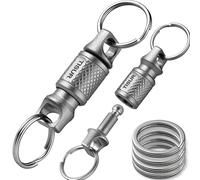 TISUR Titanium Quick Release Keychain, Retractable Key Chain Detachable Keychain Clip，Pull Apart Key Rings for Men Women, 2pcs Detachable Swivels+4pcs Sus Key Rings, S