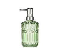 TISUZXCV Diamond Design 12 Oz Green Glass Soap Dispenser,Refillable Lotion Soap Dispenser for Bathroom, Kitchen, Hand Soap, Dish Soap ,Shampoo , Ideal for Bathroom Countertop. (Clear Green)