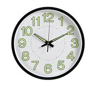 TITA-DONG 12 Inch Wall Clock, Glow in The Dark Wall Clock Silent Non Ticking Wooden Wall Clocks, Luminous Decorative Wall Clock Minimalist Round Quartz Clock for Bedroom Living Room Decoration(Black)
