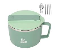 TITA-DONG 1200ml 304 Stainless Steel Noodle Bowl, Microwave Noodle Bowl Set, Ramen Bowl with Chopsticks and Spork, Portable Soup Bowl, Ramen Cooker Bowl with Lid for Office Home Kitchen (Green)