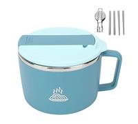 TITA-DONG 1200ml 304 Stainless Steel Noodle Set, Ramen Bowl with Chopsticks and Spork, Microwave Safe, Portable Soup Bowl for Office/Home/Kitchen (Blue)