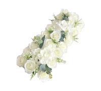 TITA-DONG Artificial Weddind Arch Flower, 20in Wedding Arch Flower, Silk Rose Hydrangea Floral Arrangement, Artificial Arch Flower for Dining Table Centerpiece Wedding Ceremony Decor(White)