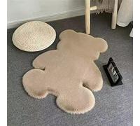 TITA-DONG Bear Shaped Area Rug, Soft Shaggy Rug for Kids Bedroom, Cute Soft Fluffy Faux Fur Rug Fuzzy Shaggy Rug Carpet, Cute Baby Play Mat Cute Cozy Area Rugs Comfy Rug for Home Nursery Decor(Khaki)