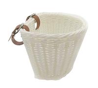 TITA-DONG Bike Basket, Hand Woven Front Handlebar Bicycle Basket with Adjustable Leather Straps, Wicker Front Handlebar Bike Storage Basket for Small Bicycles or Folding Bikes, 21x17x16cm(White)