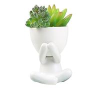 TITA-DONG Creative Human Shaped Ceramic Flower Pot, Small Succulent Planter, Cute White for Home Office Decor (#4)