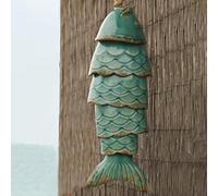 TITA-DONG Creative Metal Koi Fish Garden Wind Chime Home Ornaments, Colored Koi Fish Wind Chime,Distressed Koi Fish Ornament Metal Koi Fish Wind Chime for Outdoor Garden Home Decor(green)