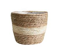 TITA-DONG Flower Pots Cover Storage Basket Plant Containers, Seagrass Planter Basket Hand Woven Basket Planter with Plastic Liners for Indoor Outdoor Plants(White 25cm)