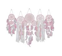 TITA-DONG Large Dream Catcher Moon and Stars Hanging Over The Bed, Feathers Dream Catcher Home Wall Hanging Decor, Handmade Weave Feathers Dream Catcher Ornament Home Room Decor(Pink)