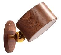 TITA-DONG LED Mounted Reading Lights, 360° Rotatable Modern Solid Wood Wall Lamps, 3 Brightness Levels Rechargeable Battery 360°Rotate Magnetic Ball Dimmable Touch Control (Dark Khaki, Brown)(Brown)