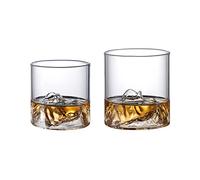 TITA-DONG Mountain Rocks Glass, Drinking Glasses, Clear Japanese Whiskey Glasses Set, Whiskey Glasses Set of 2 with Mountain Imprint, Bourbon Glasses for Scotch Cognac, Bourbon, Cocktails, Rum(2PCS)