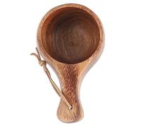 TITA-DONG Portable Nordic Design Drinking Mug, 220ML Wooden Coffee Cup, Kuksa Cup with Lanyard, Outdoor Camping Drinking Mug, Heat Insulation Coffee Cup with Comfortable Grip for Home