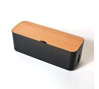 TITA-DONG Power Strips or Surge Protectors, Cable Management Box Organizer for Cords, Desk Computer Cable Organizer Box, Wooden Style Cord Organizer Box for Home and Office (Black)