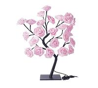TITA-DONG Rose Tree Lamp, Pink Rose Flower Night Light, 24 Warm White LED Lights, USB Powered Touched Switch Bedside Table Night Lamp, Perfect for Mom Girls Valentine's Day Decorations(Pink)
