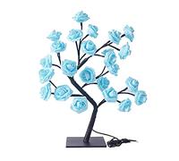 TITA-DONG Rose Tree Lamp, Pink Rose Flower Night Light, 24 Warm White LED Lights, USB Powered Touched Switch Bedside Table Night Lamp, Perfect for Mom Girls Valentine's Day Decorations(Blue)