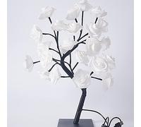TITA-DONG Rose Tree Lamp, Pink Rose Flower Night Light, 24 Warm White LED Lights, USB Powered Touched Switch Bedside Table Night Lamp, Perfect for Mom Girls Valentine's Day Decorations(White)