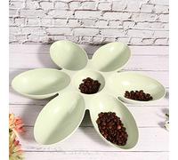 TITA-DONG Six Petals Flower Pet Water Bowl, Cat Food Bowls Food Grade Flower Petals Shaped 6 Grids Pet Feeding Bowl, Multi Cat Feeder Safe & Durable for Indoor Cats Food and Water(Green)