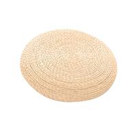TITA-DONG Straw Flat Seat Cushion, Japanese Style Weaving Rattan Futon Round Cushion, Versatile Breathable Straw Flat Pad for Yoga Mat Soft Pouf Tatami Floor Cushion(30CM/White)