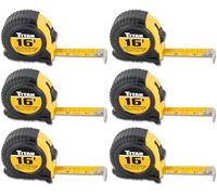 Titan 10916 6-Piece 16-Foot Tape Measure Bulk Set with Easy-Read Standard Markings and Durable Case