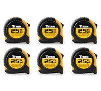 Titan 10925 6-Piece 25-Foot Tape Measure Bulk Set with Easy-Read Standard Markings and Durable Case