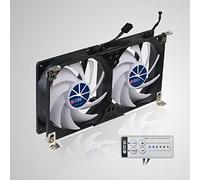 TITAN- 12V DC IP55 Waterproof Double Rack Mount Ventilation Cooling Fridge Fan Kit with Timer and Speed Controller- TTC-SC22 (120mm)