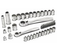 Titan 17441 1/4-Inch & 3/8-Inch Drive 41-Piece ExoDrive Pass-Through Ratchet and Socket Set, Pass-Thru Mechanics Tool Set